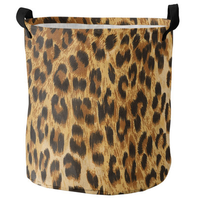 Leopárd szennyes kosár Összehajtható kerek vízálló otthoni rendszerező kosár ruházat gyermekjáték nagy kapacitású tároló kosár