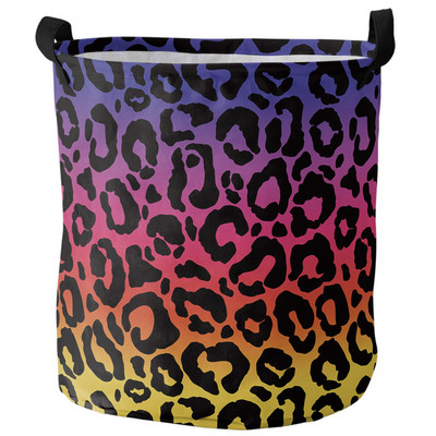 Leopárd szennyes kosár Összehajtható kerek vízálló otthoni rendszerező kosár ruházat gyermekjáték nagy kapacitású tároló kosár