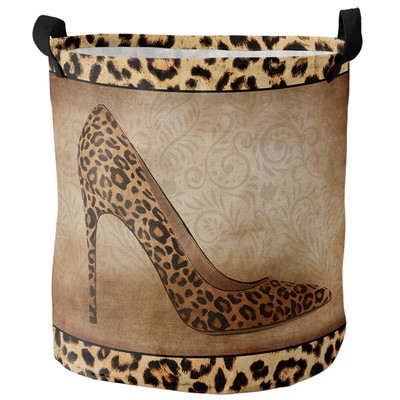 Leopárd szennyes kosár Összehajtható kerek vízálló otthoni rendszerező kosár ruházat gyermekjáték nagy kapacitású tároló kosár