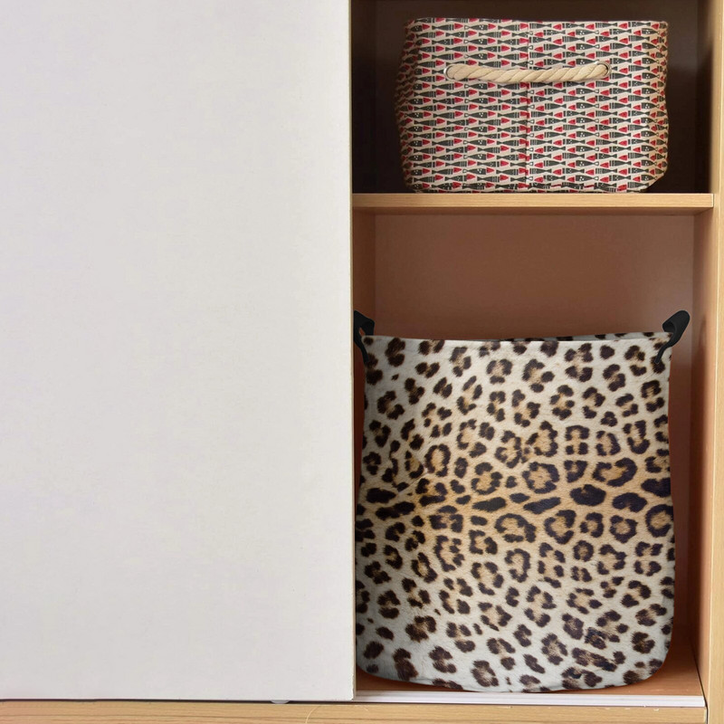 Leopárd szennyes kosár Összehajtható kerek vízálló otthoni rendszerező kosár ruházat gyermekjáték nagy kapacitású tároló kosár