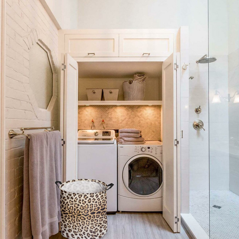 Leopárd szennyes kosár Összehajtható kerek vízálló otthoni rendszerező kosár ruházat gyermekjáték nagy kapacitású tároló kosár