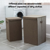 Uždengtas medvilninis ir lininis sulankstomas skalbinių krepšelis, atsparus vandeniui, nešvarių drabužių kibiras Sulankstomas vandeniui atsparus skalbinių krepšelis