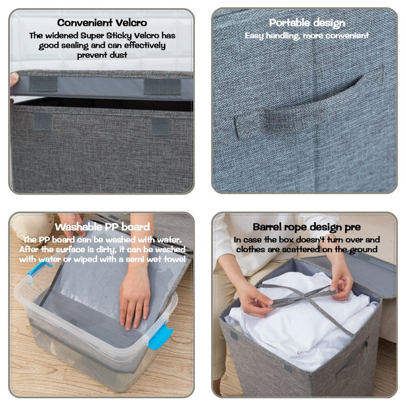 Uždengtas medvilninis ir lininis sulankstomas skalbinių krepšelis, atsparus vandeniui, nešvarių drabužių kibiras Sulankstomas vandeniui atsparus skalbinių krepšelis