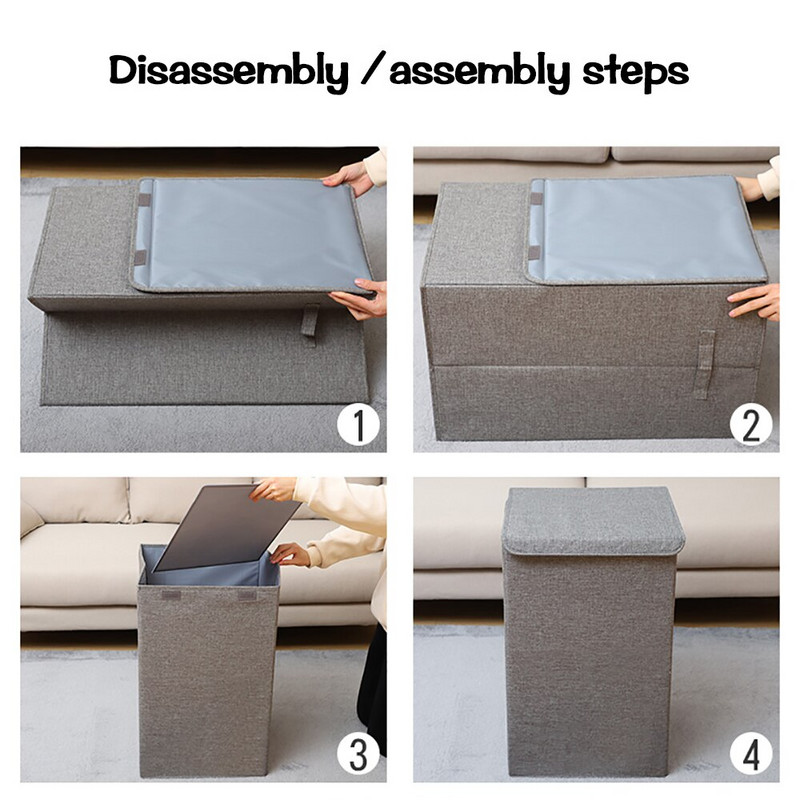 Uždengtas medvilninis ir lininis sulankstomas skalbinių krepšelis, atsparus vandeniui, nešvarių drabužių kibiras Sulankstomas vandeniui atsparus skalbinių krepšelis