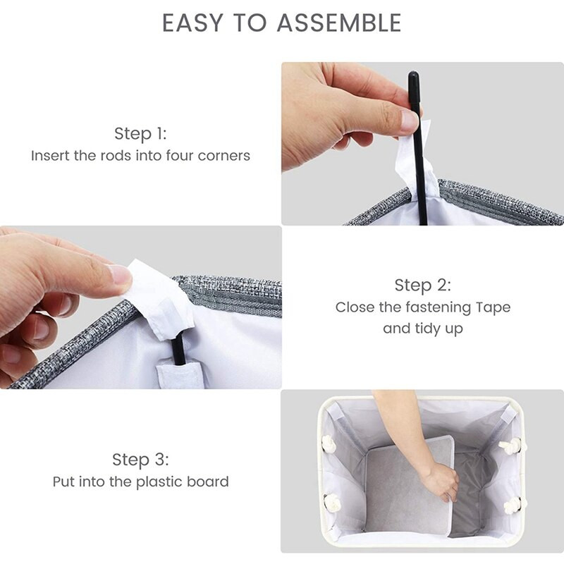 Nagy szennyeskosár fedéllel, összecsukható vászonmosodai akasztó fogantyúkkal, mosókosár a ruhák tárolására