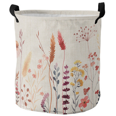 Retro ziedu savvaļas ziedi netīrās veļas grozs salokāms ūdensizturīgs mājas organizators grozs apģērbs bērnu rotaļlietu uzglabāšanas grozs
