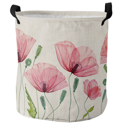 Retro ziedu savvaļas ziedi netīrās veļas grozs salokāms ūdensizturīgs mājas organizators grozs apģērbs bērnu rotaļlietu uzglabāšanas grozs
