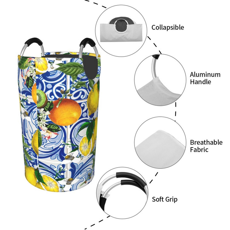 Viduržemio jūros citrina 1240 Nešvarių skalbinių krepšelis Namų žaislų krepšelis Drabužių laikymo krepšelis nešvariems skalbiniams