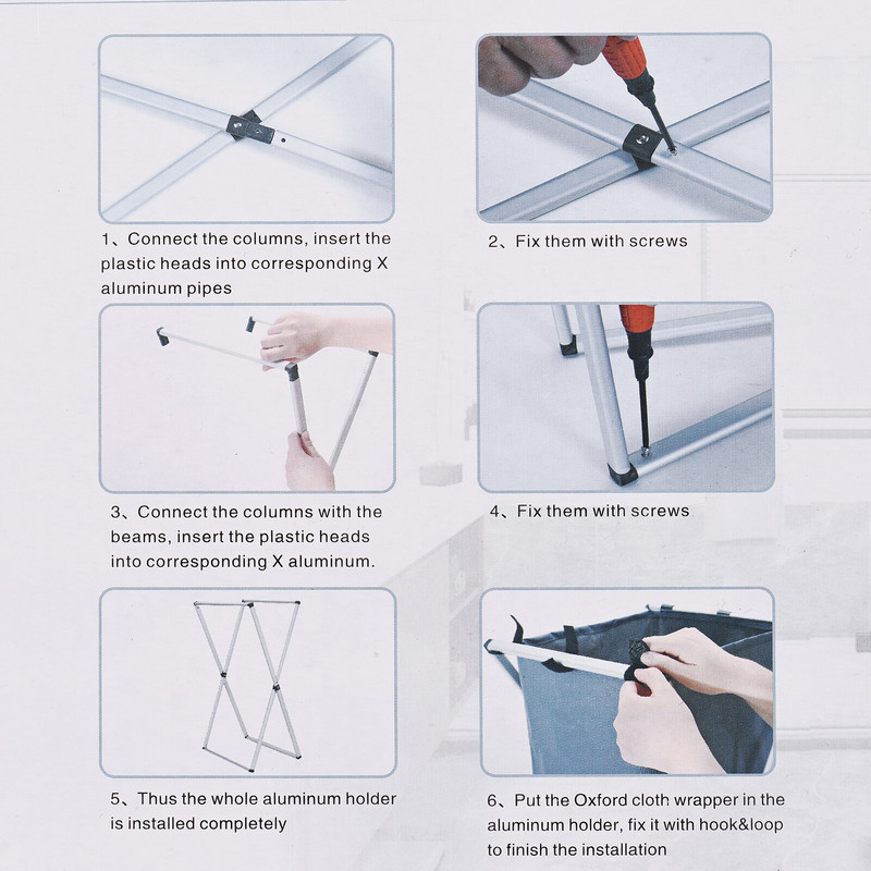 Coș de rufe Coș de haine Organizator Sorter Depozitare Pliabil cu mâner de capac Cadru de aluminiu pentru baie Dormitor Casa Bej