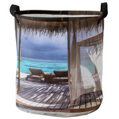 Ház Sea Terrace Beach Island Mosodakosár Összehajtható Oxford Tárolókosarak Mosodarendező piszkos ruhákhoz
