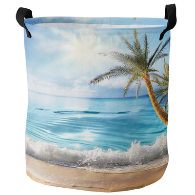 Ház Sea Terrace Beach Island Mosodakosár Összehajtható Oxford Tárolókosarak Mosodarendező piszkos ruhákhoz