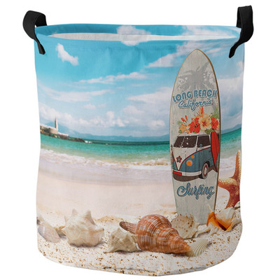 Ház Sea Terrace Beach Island Mosodakosár Összehajtható Oxford Tárolókosarak Mosodarendező piszkos ruhákhoz