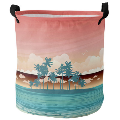 Ház Sea Terrace Beach Island Mosodakosár Összehajtható Oxford Tárolókosarak Mosodarendező piszkos ruhákhoz