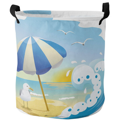 Ház Sea Terrace Beach Island Mosodakosár Összehajtható Oxford Tárolókosarak Mosodarendező piszkos ruhákhoz