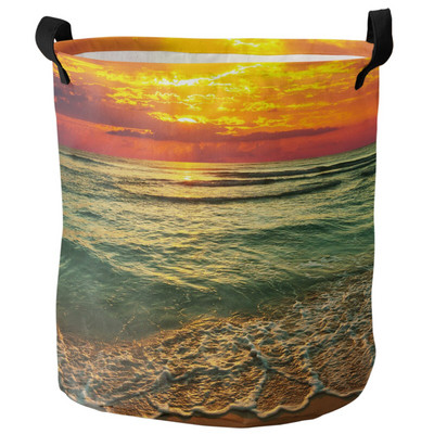 Ház Sea Terrace Beach Island Mosodakosár Összehajtható Oxford Tárolókosarak Mosodarendező piszkos ruhákhoz