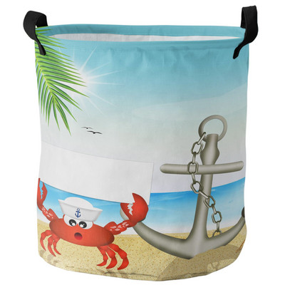 Ház Sea Terrace Beach Island Mosodakosár Összehajtható Oxford Tárolókosarak Mosodarendező piszkos ruhákhoz