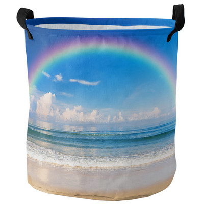 Ház Sea Terrace Beach Island Mosodakosár Összehajtható Oxford Tárolókosarak Mosodarendező piszkos ruhákhoz