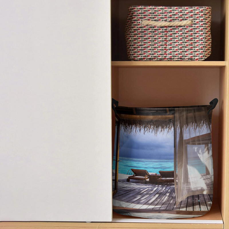 Ház Sea Terrace Beach Island Mosodakosár Összehajtható Oxford Tárolókosarak Mosodarendező piszkos ruhákhoz