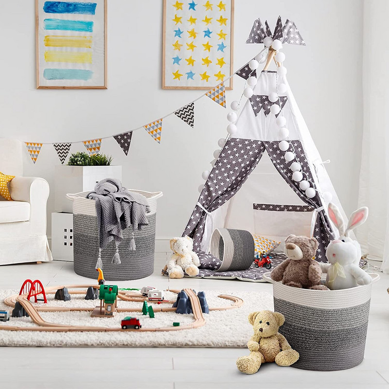 Kézzel készített fonott tároló kosár piszkos szennyes dekoratív tároló rendszerezők otthon és kényelem nagy szennyes kosár játékhoz