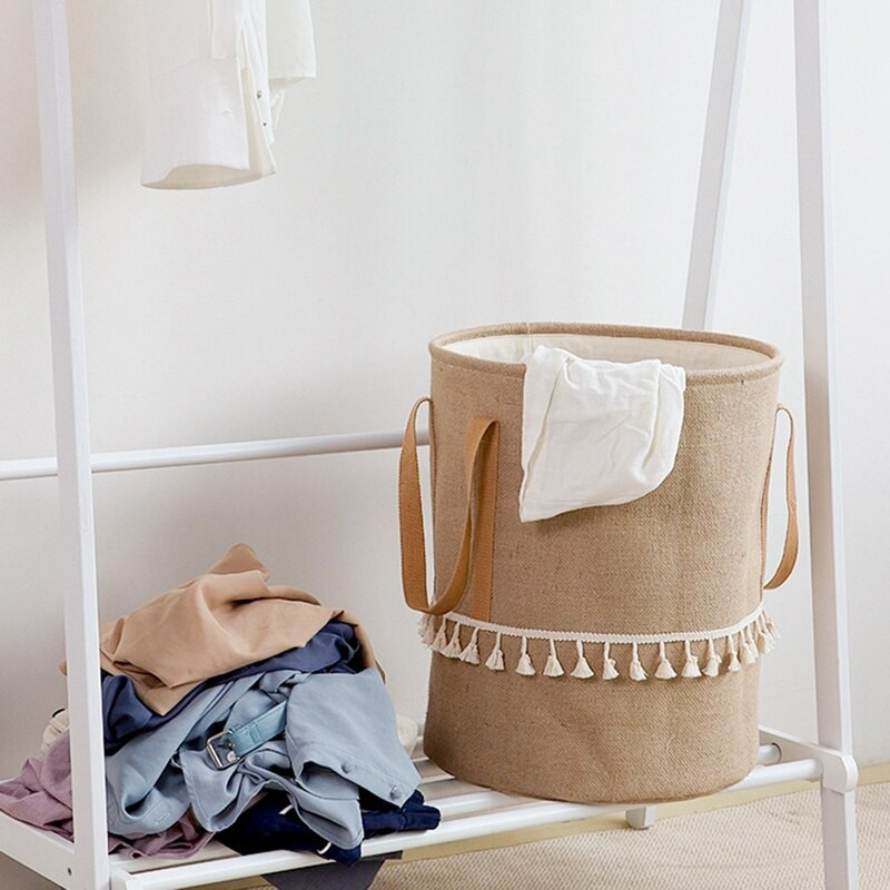 Sulankstomas pintas džiuto audinys skalbinių krepšelis Medvilninis linas Nešvarus rūbų laikymo krepšelis Vaikams žaislai Įvairūs reikmenys Organizatorius