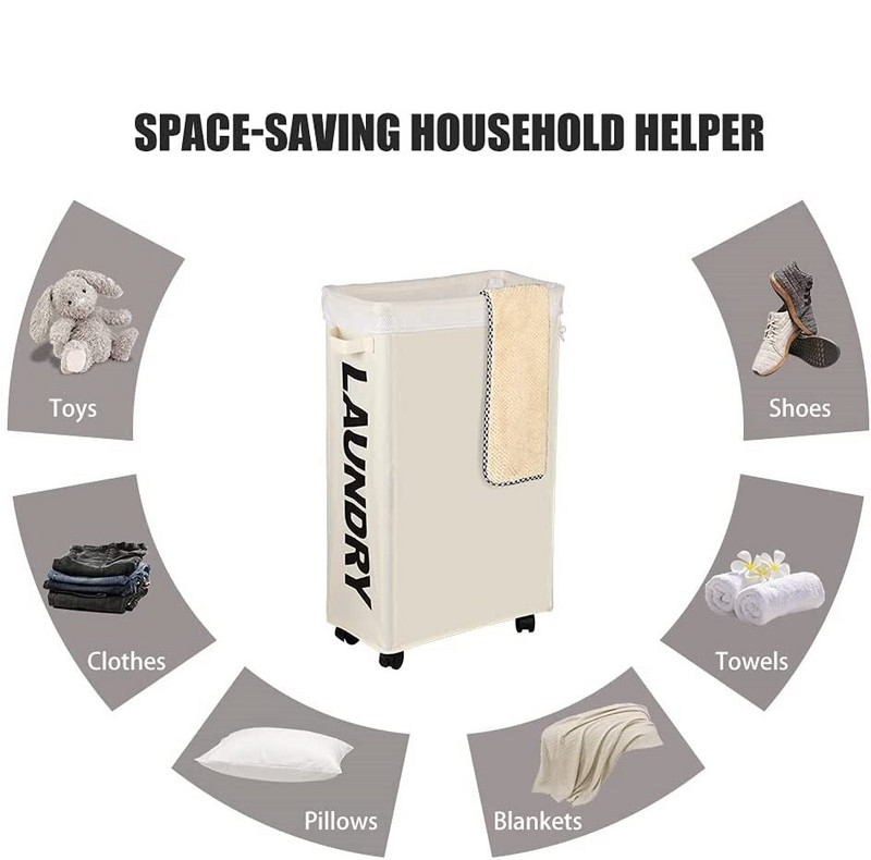 42L/62L Vékony mosodai kosarak Szervezők Fogantyúk Guruló mosogatótálca hálószobákhoz, nappalihoz, fürdőszobához