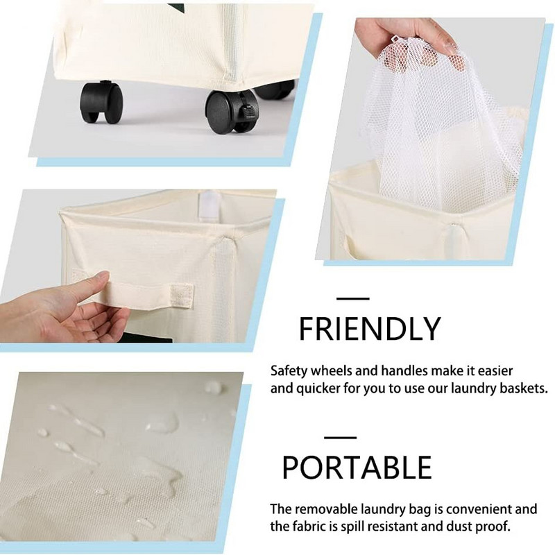 42L/62L Vékony mosodai kosarak Szervezők Fogantyúk Guruló mosogatótálca hálószobákhoz, nappalihoz, fürdőszobához