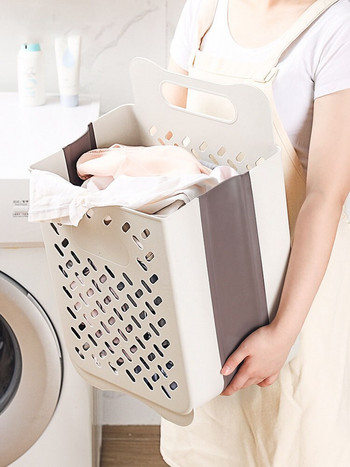 Clothes Hamper Dirty Laundry Bag Πτυσσόμενο Καλάθι Πλυντηρίου Αποθήκευση Μεγάλος Αποθηκευτικός Κρεμαστός τοίχος βρώμικα ρούχα χωρίς διάτρηση