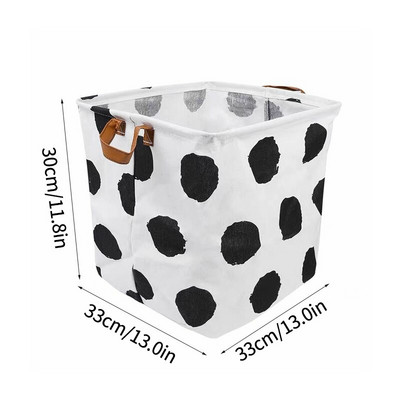 Ins lanena košara za rublje Black White Dot Storage Prljava odjeća Košare Stolna kutija za pohranu igračaka Velika sklopiva korpa za organizatore
