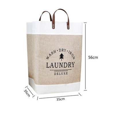 Összehajtható nagy juta mosodai kosár Hordozható ruhatartó vödör fürdőszobai ruhatároló vödör