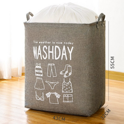 75L didelės talpos medvilninis lininis nešvarių skalbinių krepšelis sulankstomas kvadratinis vandeniui atsparus organizatorius kibiras nešvarių drabužių laikymo krepšelis