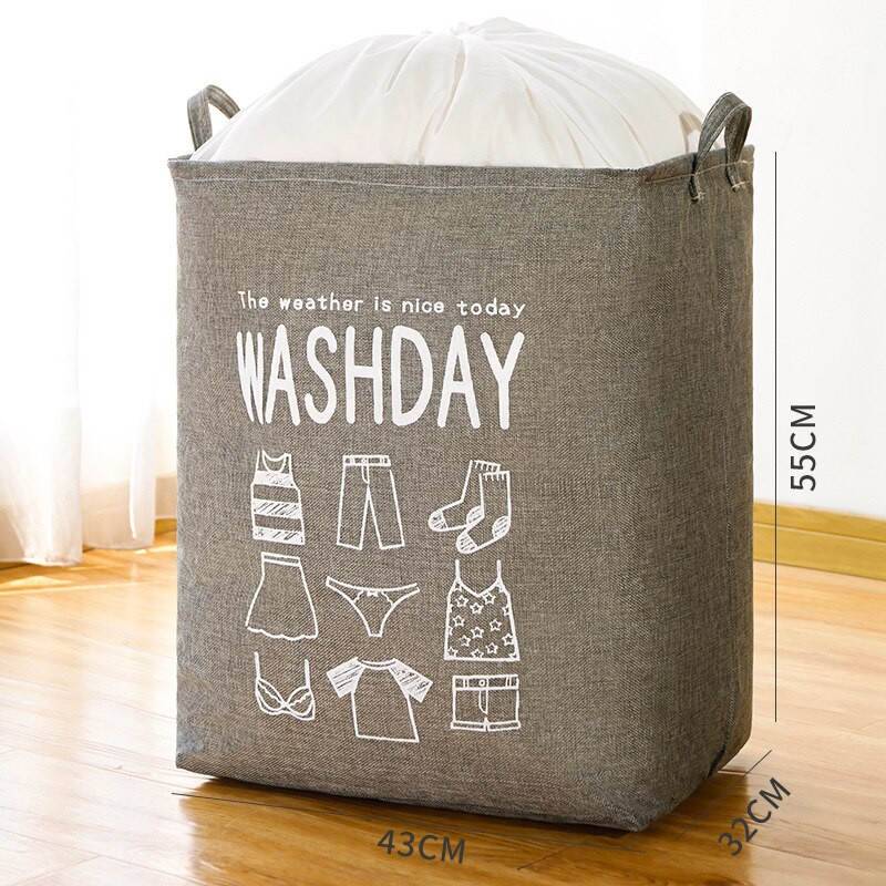 75L didelės talpos medvilninis lininis nešvarių skalbinių krepšelis sulankstomas kvadratinis vandeniui atsparus organizatorius kibiras nešvarių drabužių laikymo krepšelis