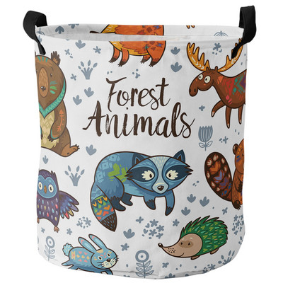 Miško gyvūnai Miškai Pelėda Lapė Elnias Nešvarių skalbinių krepšelis Sulankstomas vandeniui atsparus namų organizatorius krepšelis Drabužių Vaikų žaislų laikymo krepšelis