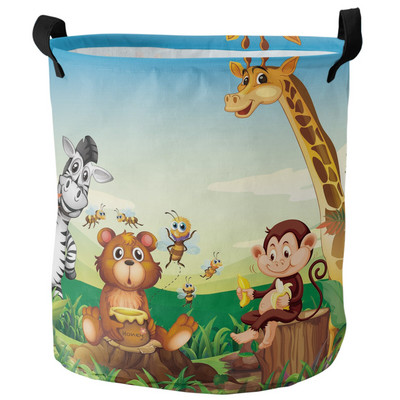 Miško gyvūnai Miškai Pelėda Lapė Elnias Nešvarių skalbinių krepšelis Sulankstomas vandeniui atsparus namų organizatorius krepšelis Drabužių Vaikų žaislų laikymo krepšelis