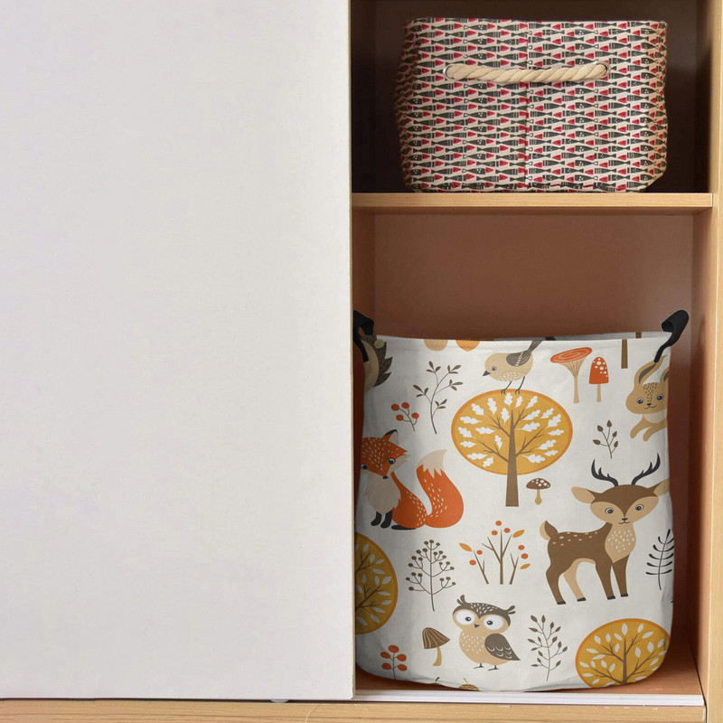 Miško gyvūnai Miškai Pelėda Lapė Elnias Nešvarių skalbinių krepšelis Sulankstomas vandeniui atsparus namų organizatorius krepšelis Drabužių Vaikų žaislų laikymo krepšelis