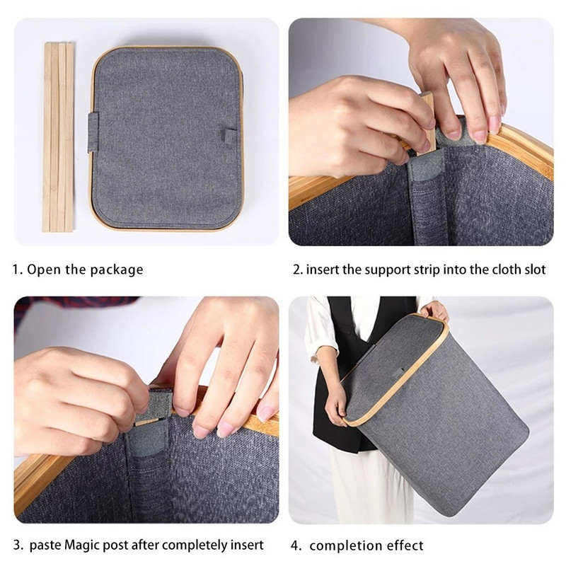 Skalbinių krepšelis Didelis bambuko nešvarių drabužių užtvaras su rankena vandeniui atsparus sulankstomas skalbinių laikiklis