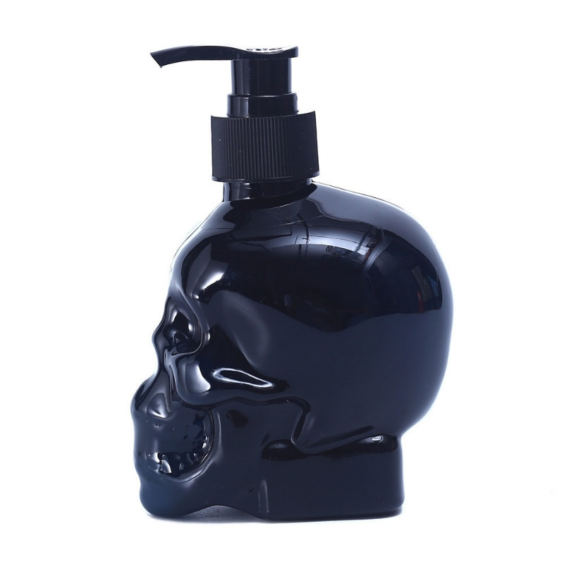 Creative Skull Folyékony szappan adagolók Fekete műanyag kézfertőtlenítő pumpás flakonok sampon lotion palack fürdőszobai tároló kellékek