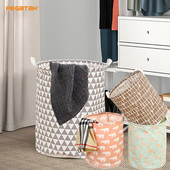 Mosodai kosár Összehajtható tároló vödör pamut vászon szövet Vízálló piszkos ruhák akadályozzák az otthoni játékokat.