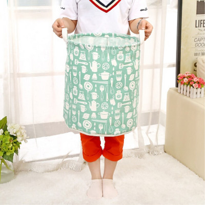 Mosodai kosár Összehajtható tároló vödör pamut vászon szövet Vízálló piszkos ruhák akadályozzák az otthoni játékokat.