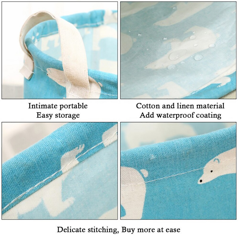 Mosodai kosár Összehajtható tároló vödör pamut vászon szövet Vízálló piszkos ruhák akadályozzák az otthoni játékokat.