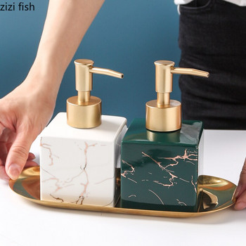 Marble Texture Square Portable Dispenser Soap Bath Supplies Bath Bottle Empty Bottle Golden Pressing Head Hand Sanitzer Bottle