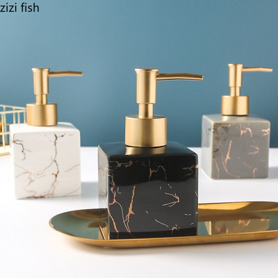 Marble Texture Square Portable Dispenser Soap Bath Supplies Bath Bottle Empty Bottle Golden Pressing Head Hand Sanitzer Bottle