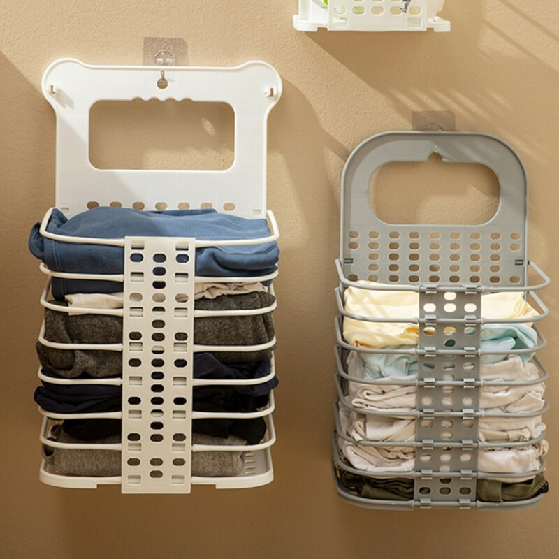 Új összecsukható piszkos ruha kosár akasztó falra piszkos ruhák összecsukható polc mosodai kosár fehérnemű tárolás hordó akadály