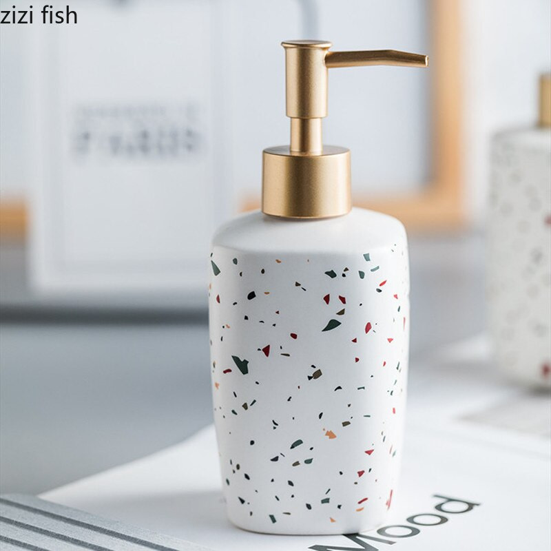 Kerámia kézmosó folyadék palack színe terrazzo mintás fürdőszobai kellékek Lotion palack Szappanpalack hordozható szappanadagolók