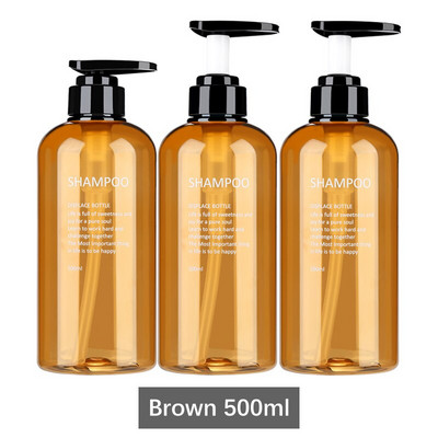 Set 3 în 1 Flacon de șampon pentru baie, 300 ml/500 ml, dozator de săpun pentru spălarea corporală, balsam de păr, sticla reîncărcabilă, borcan de depozitare din plastic