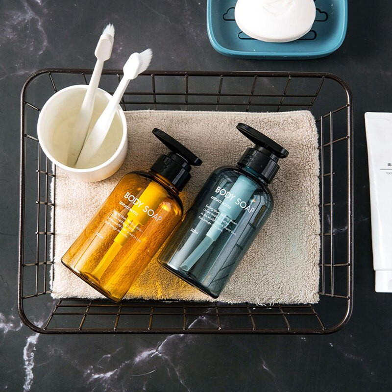 Set 3 în 1 Flacon de șampon pentru baie, 300 ml/500 ml, dozator de săpun pentru spălarea corporală, balsam de păr, sticla reîncărcabilă, borcan de depozitare din plastic