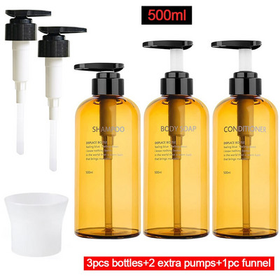 3 bucăți/set loțiune tip apăsare flacon gol 300 ml/500 ml șampon pentru baie recipient cu emulsie de mare capacitate dozator de săpun lichid
