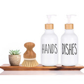 Vonios kambario šampūno dozatoriaus buteliukas su vandeniui atspariomis etiketėmis indų muilo dozatorius, skirtas virtuvės kriauklei, užpildomas skysto losjono indelis