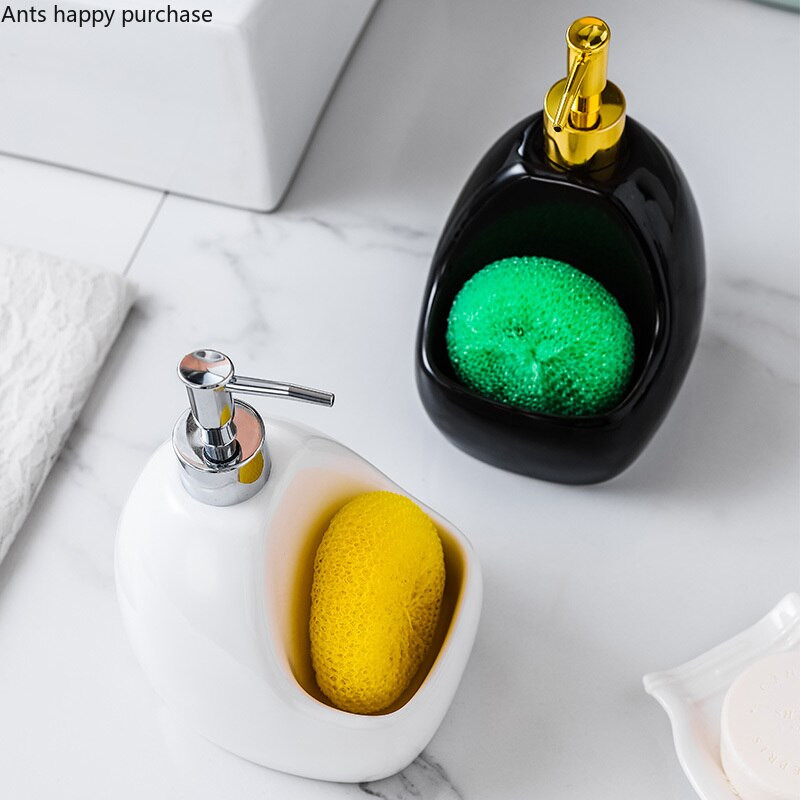 Sticle de loțiune din ceramică multifuncțională Borcan de depozitare Sticle de dezinfectant de mâini cu dublu scop Dozator de săpun Sticle de șampon pentru baie