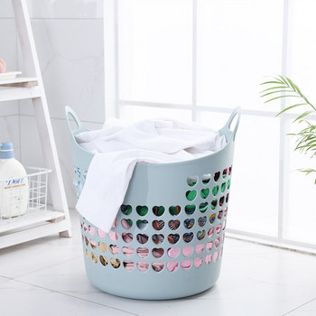 Καλάθι πλυντηρίων, Thicken PE Laundry Hamper with Handle Στρογγυλό πτυσσόμενο καλάθι πλυντηρίων ρούχων Σάκοι αποθήκευσης βρώμικων ρούχων