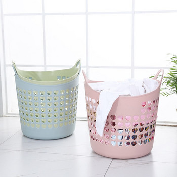 Кош за пране, удебелена PE кошница за пране с дръжка Кръгла сгъваема кошница за пране Общежитие Чанти за съхранение на мръсни дрехи